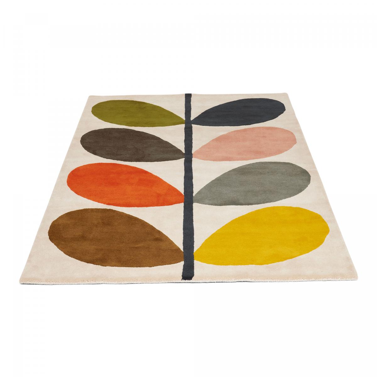 Tapis salon et chambre fait à la main en laine motif seventies GIANT écru, orange, rose, vert, UN AMOUR DE TAPIS