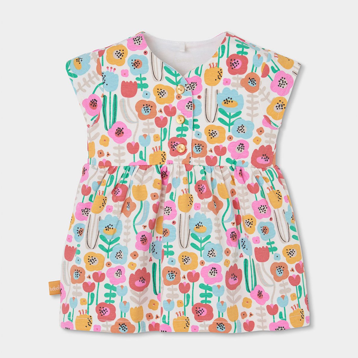 Robe bébé en tricot imprimé fleurs multicolore, BOBOLI
