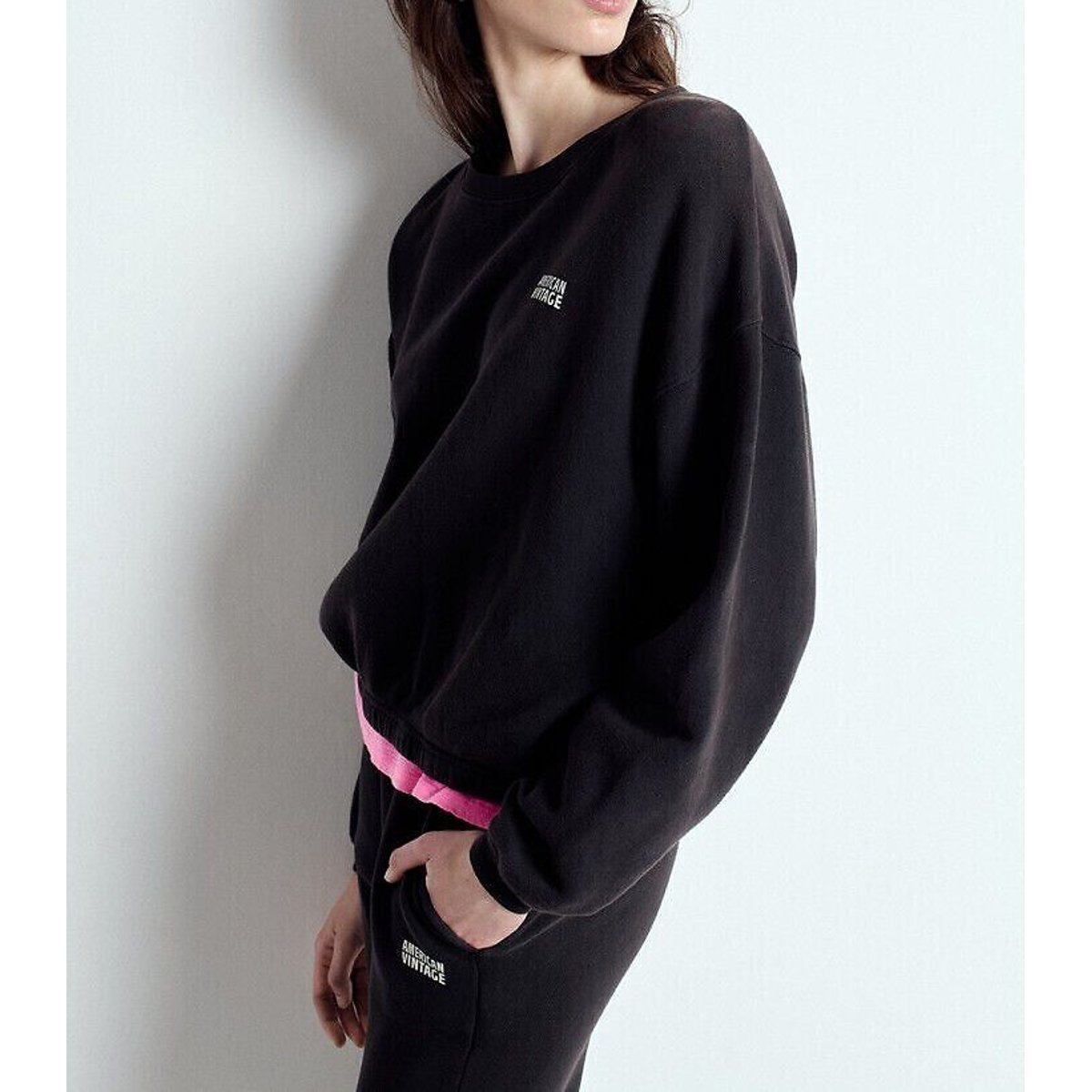 Sweat col rond IZUBIRD réglisse, AMERICAN VINTAGE