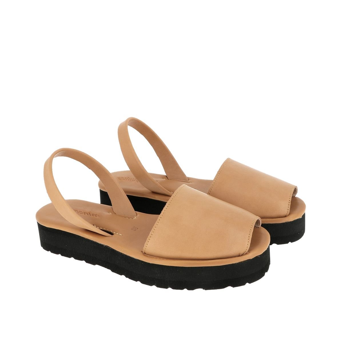 Sandales en cuir à plateforme AVARCA PLATJA camel, MINORQUINES