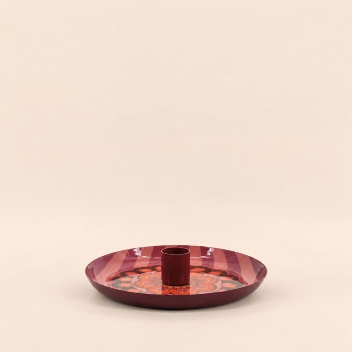 Bougeoir en métal laqué imprimé rose, HASHTAG DECO