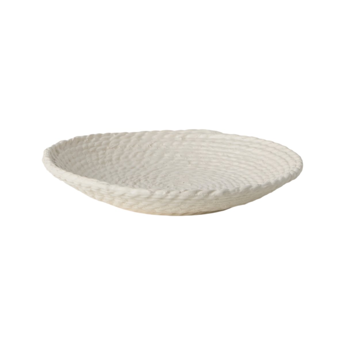 Centre de table céramique déco tressé 32 cm - SLOANE blanc, CAMIF