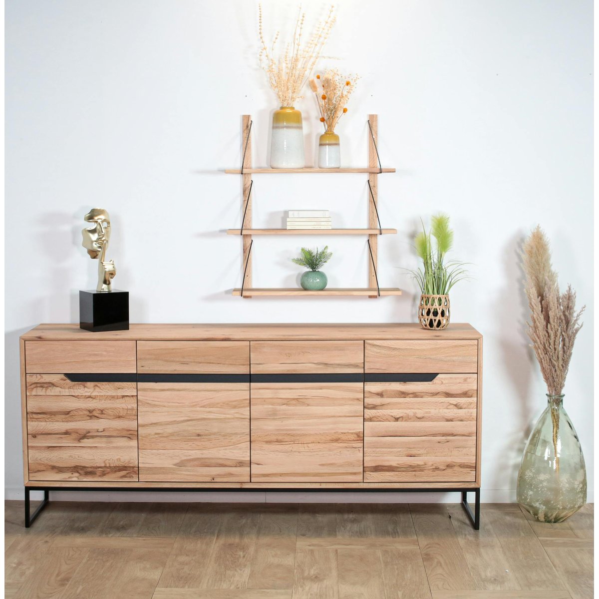 Etagère murale bois massif 3 plateaux (bois blanc) PALERME bois naturel, PIER IMPORT