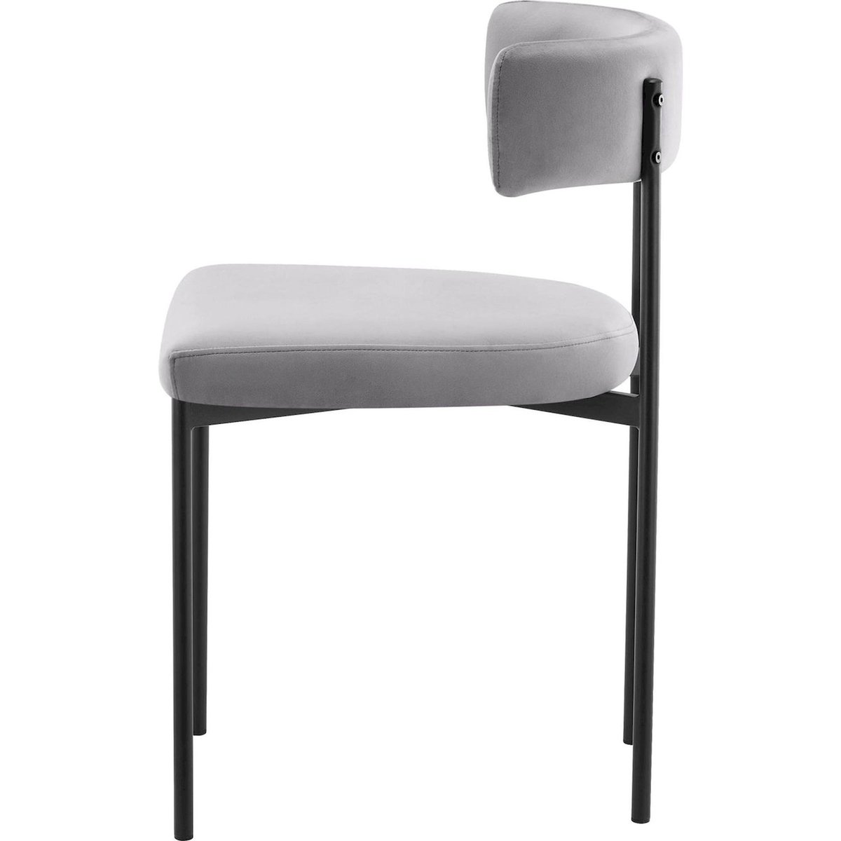 Chaise tapissée collection LOANNY gris velours et noir mat, RECOLLECTION