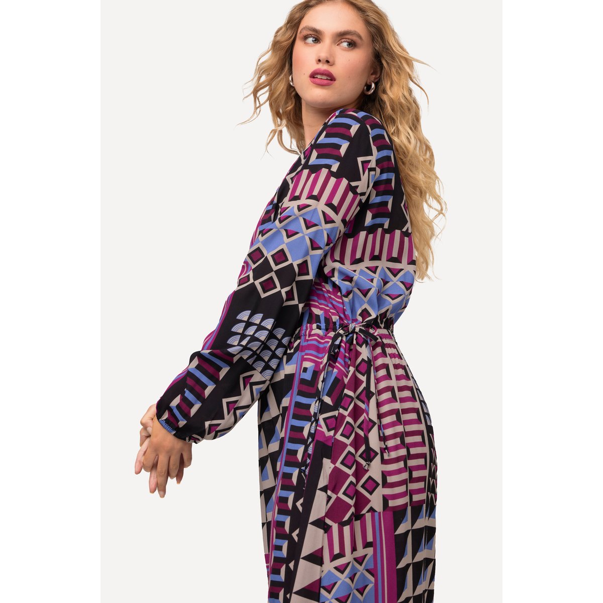 Robe midi avec effet cache-cœur prune, ULLA POPKEN