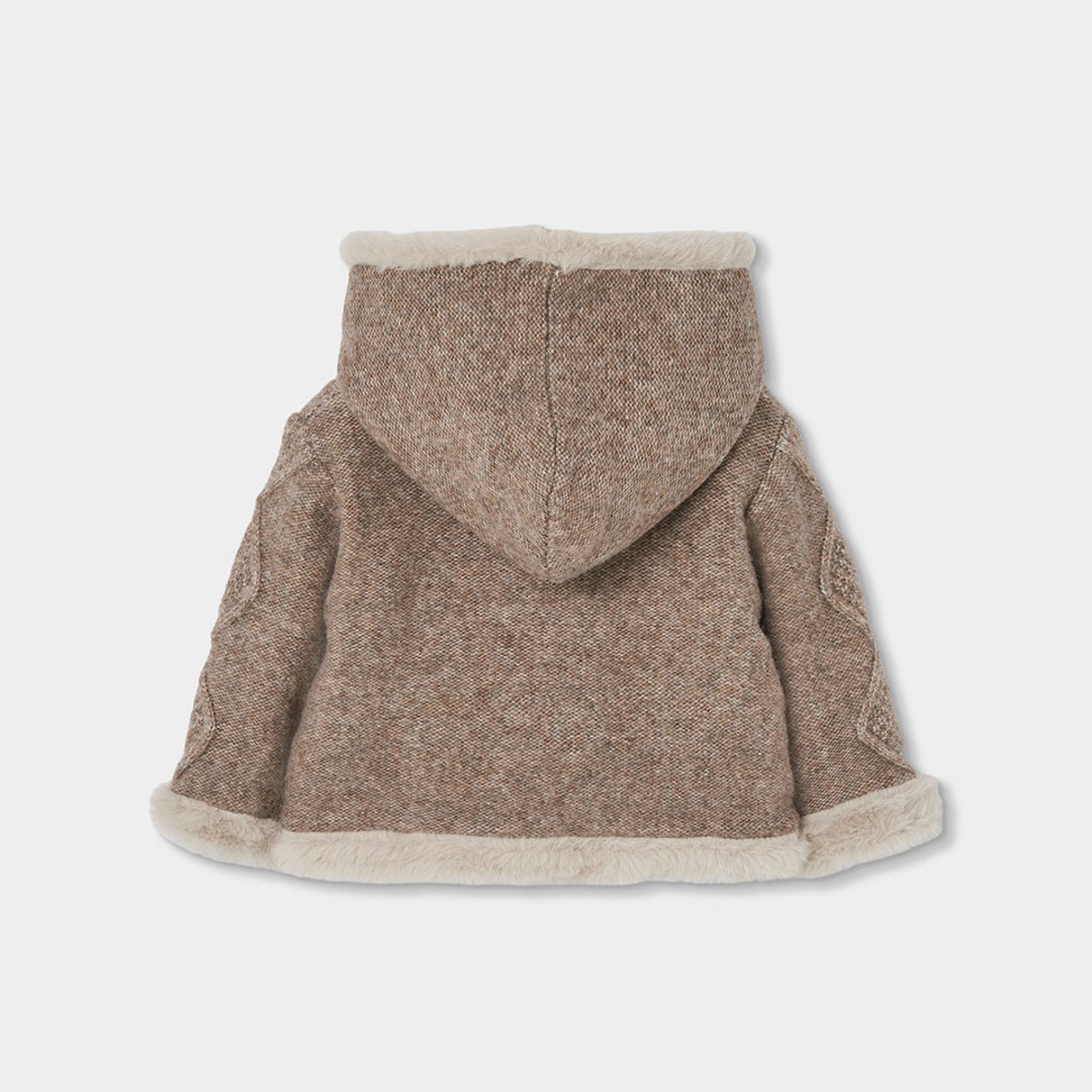 Veste bébé en maille réversible à capuche marron, BOBOLI