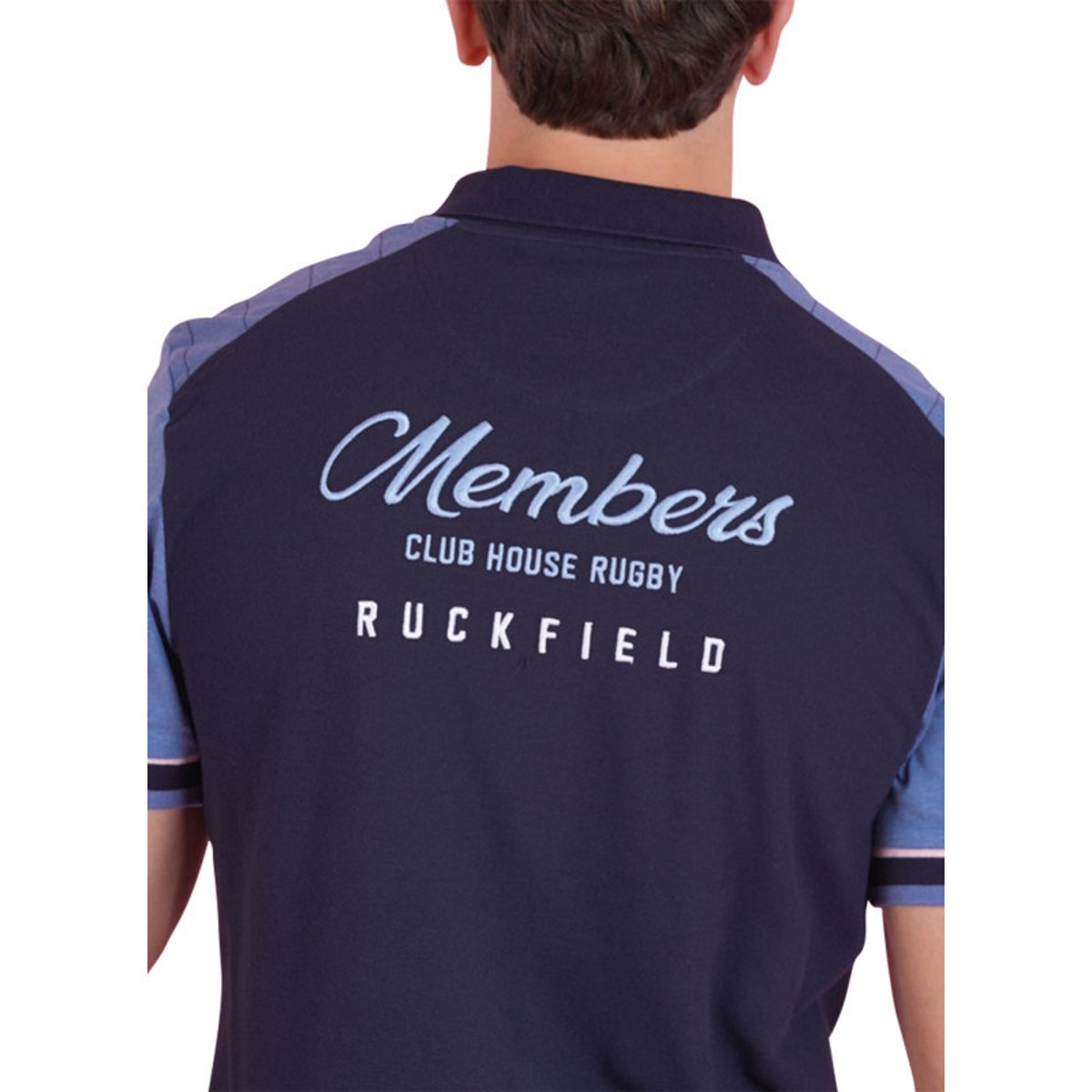 Polo en coton bleu en maille piquée avec une coupe droite et un col à revers bleu, RUCKFIELD