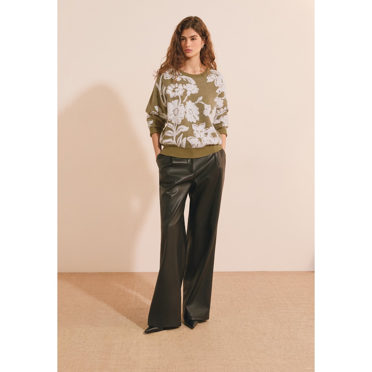 Pull à motif floral SIEGFRIED kaki olive, ETAM