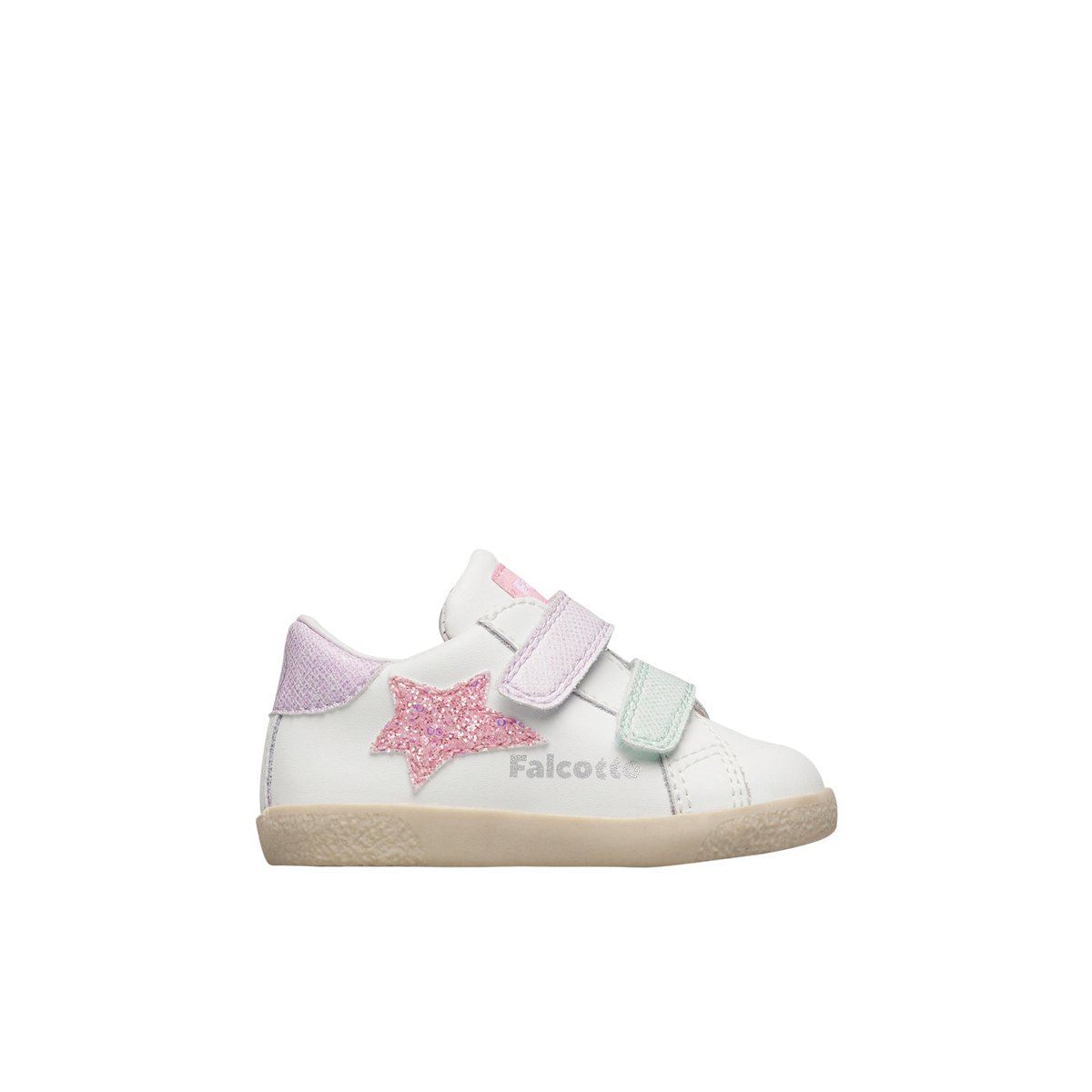 Sneakers en cuir et tissu ALNOITE 2 VL. blanc-rose-, FALCOTTO