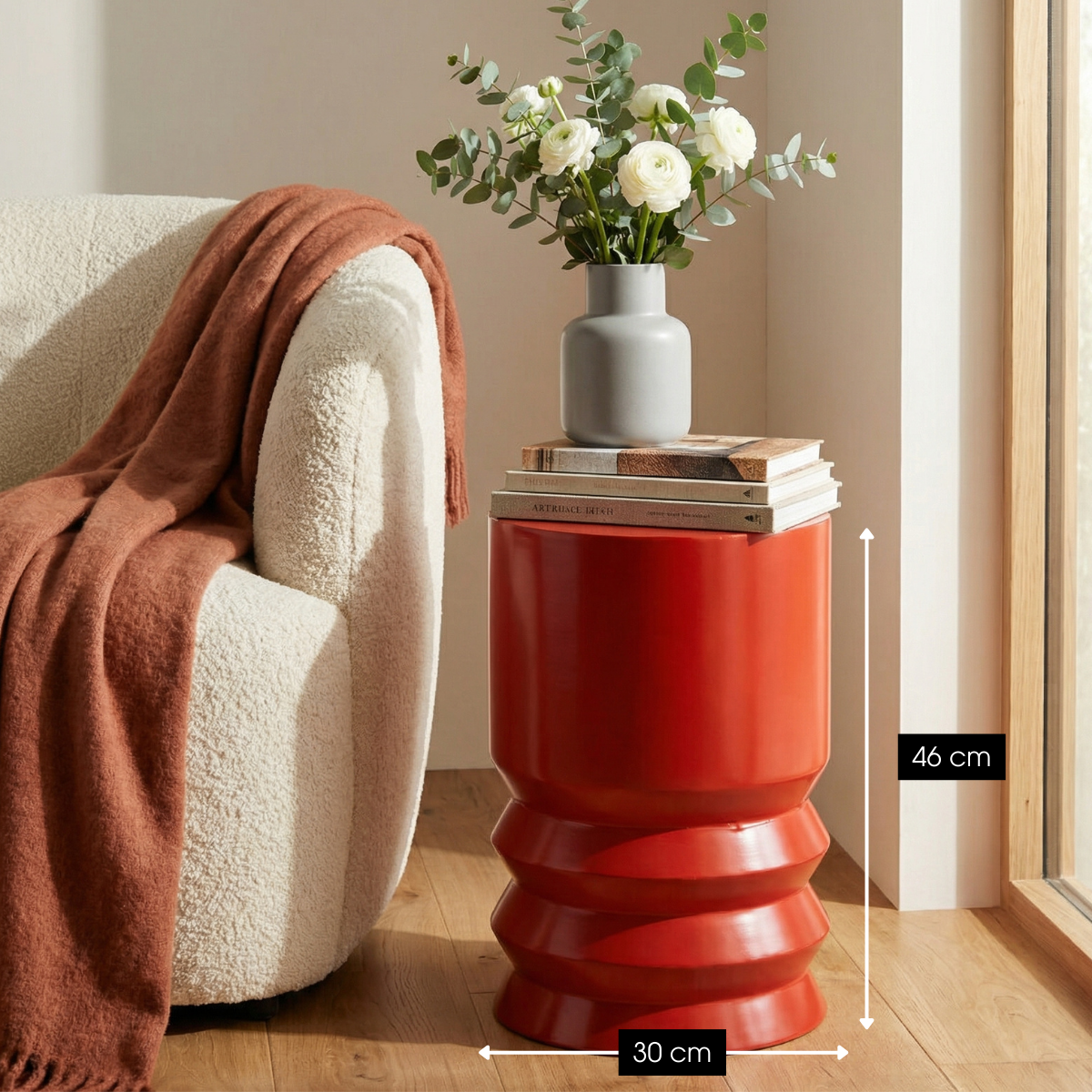 Table D'appoint MART rouge, MICA DECORATIONS