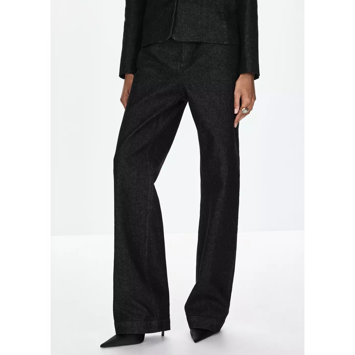 Jean droit taille haute bleu, MANGO