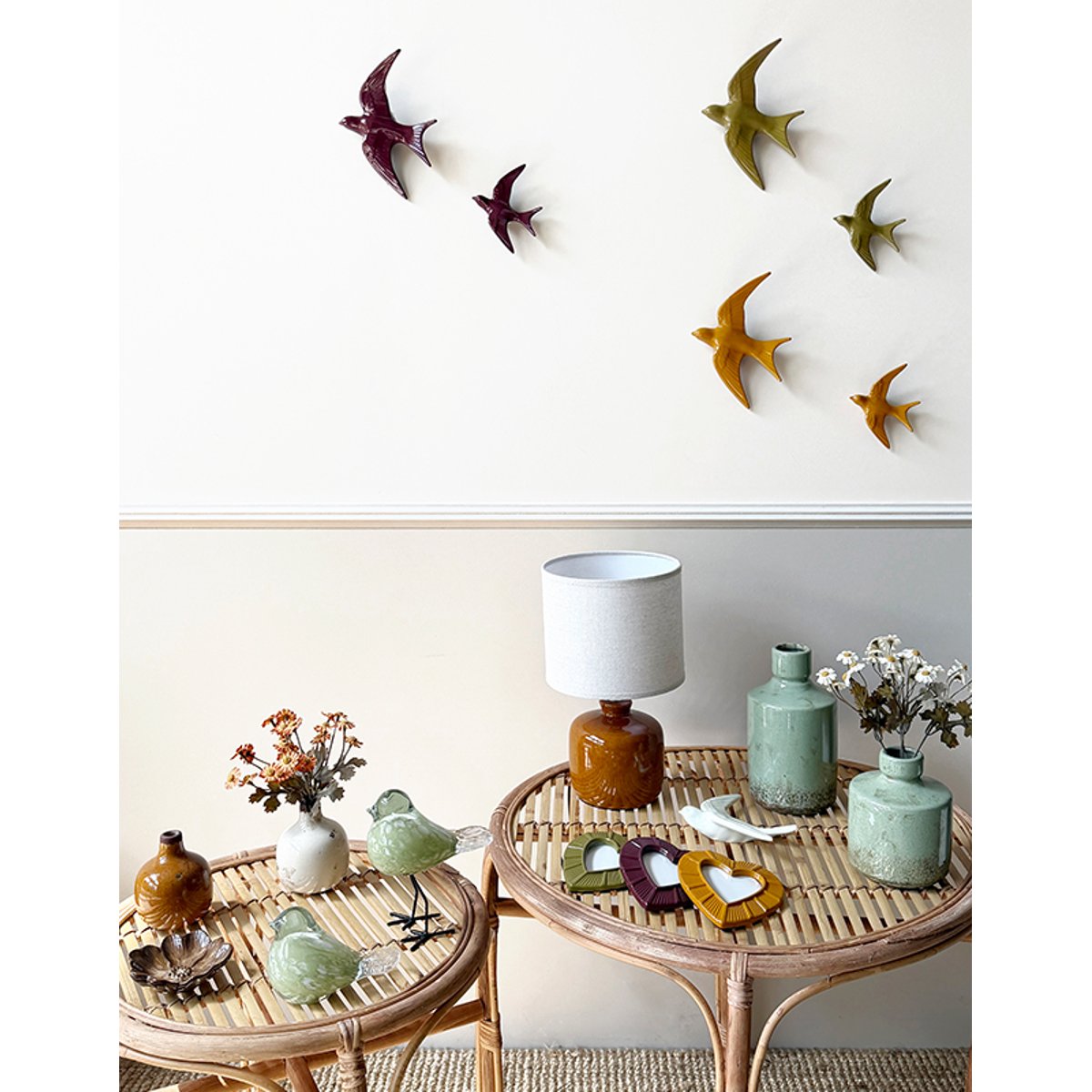 Lot de 2 oiseaux 7.9x9.4cm et 12.4x13.4cm orange, EMDE