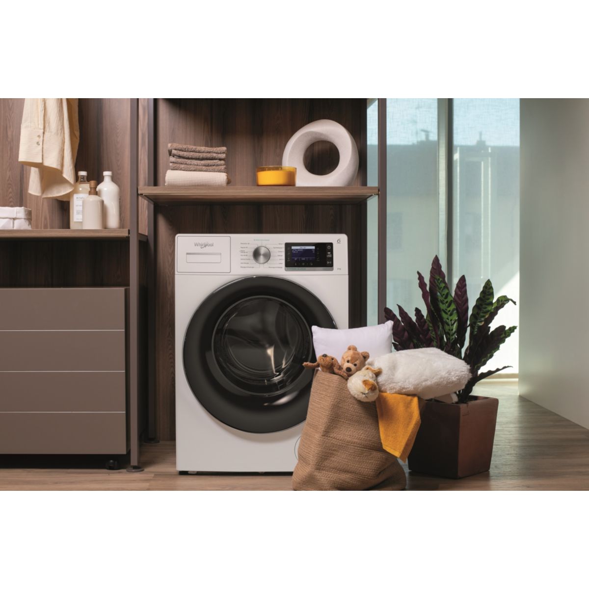 Lave linge hublot W7X89B - 8kg - 1400 trs - Moteur induction à entraînement direct (sans courroie) couleur unique, WHIRLPOOL