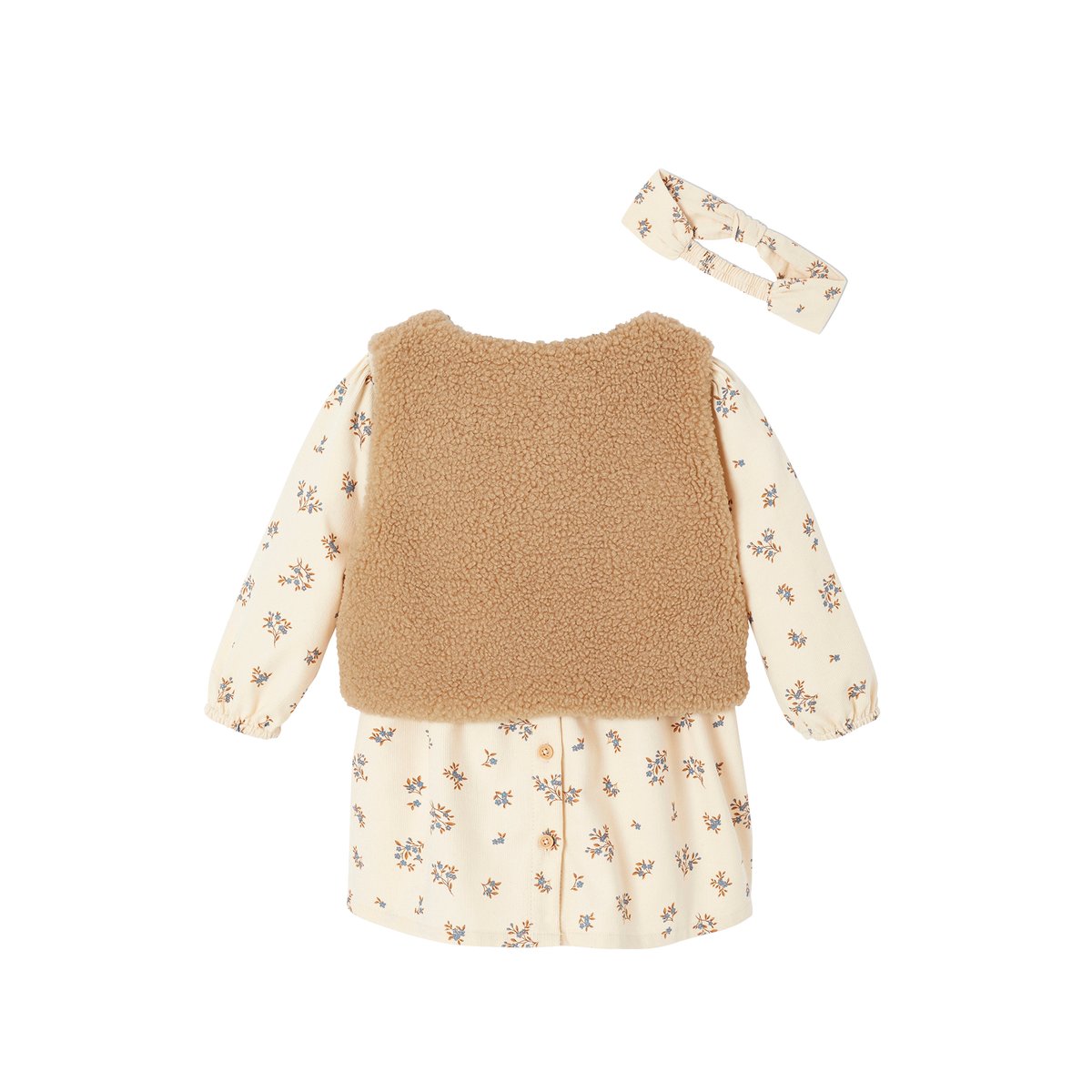Coffret robe + gilet + bandeau vanille, VERTBAUDET