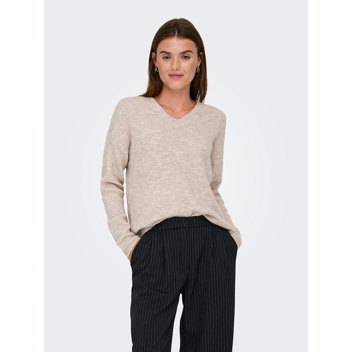 Pull maille mousseuse beige rosé, ONLY