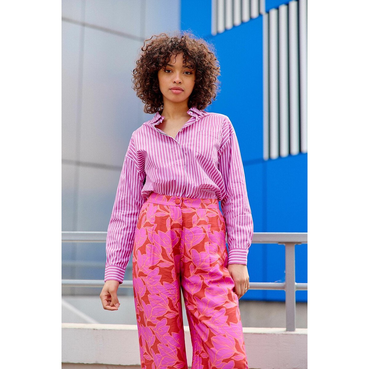 Chemise droite manches longues CLONY rose fuchsia, LA PETITE ETOILE