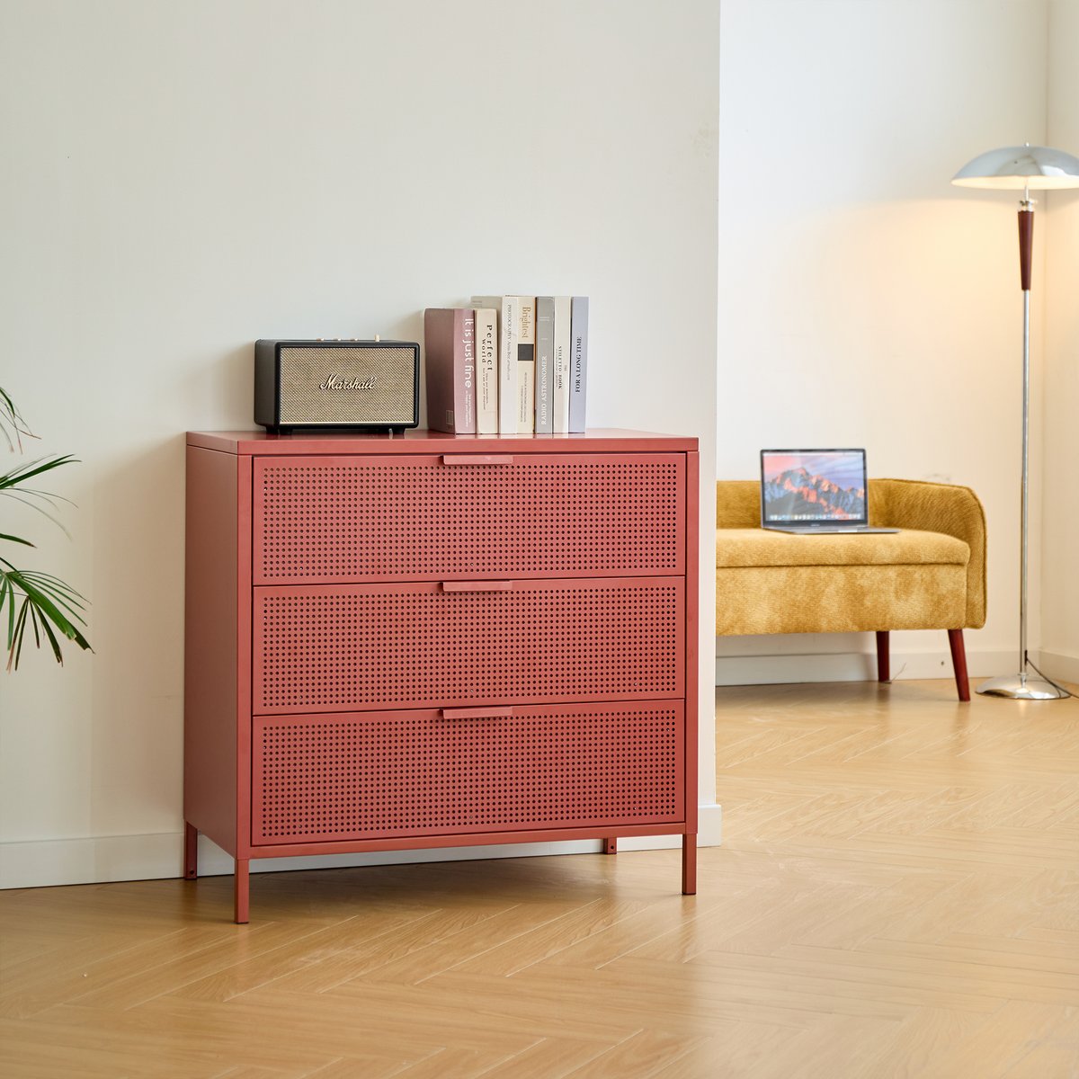 Commode 3 tiroirs, métal, JOEN terracotta, NORDLYS
