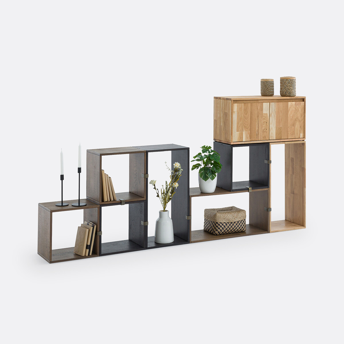 Lot de 2 cubes de rangement, en chêne massif, EDGAR chêne, LA REDOUTE INTERIEURS