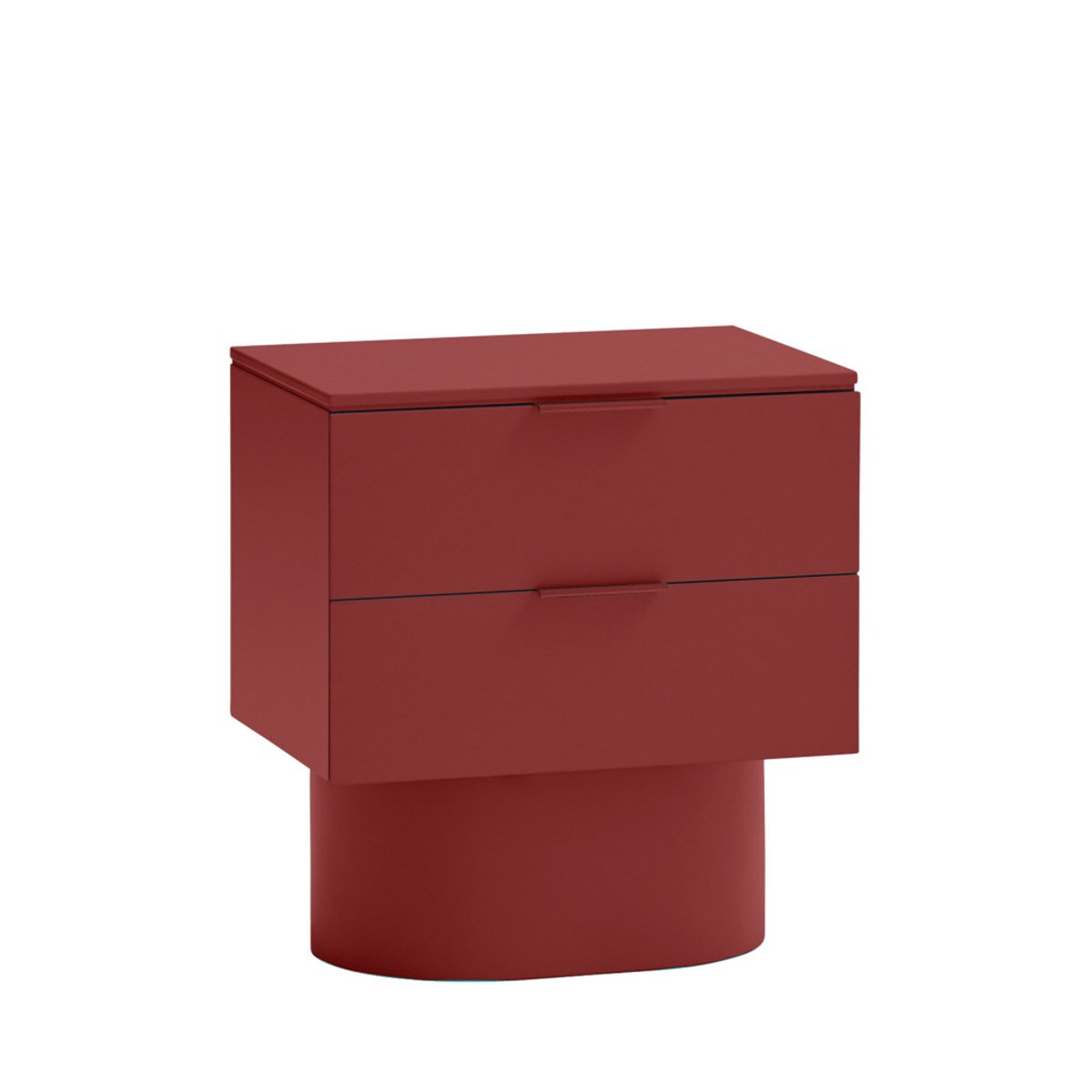 Table de chevet 2 tiroirs en bois- TOTEM rouge, TEULAT