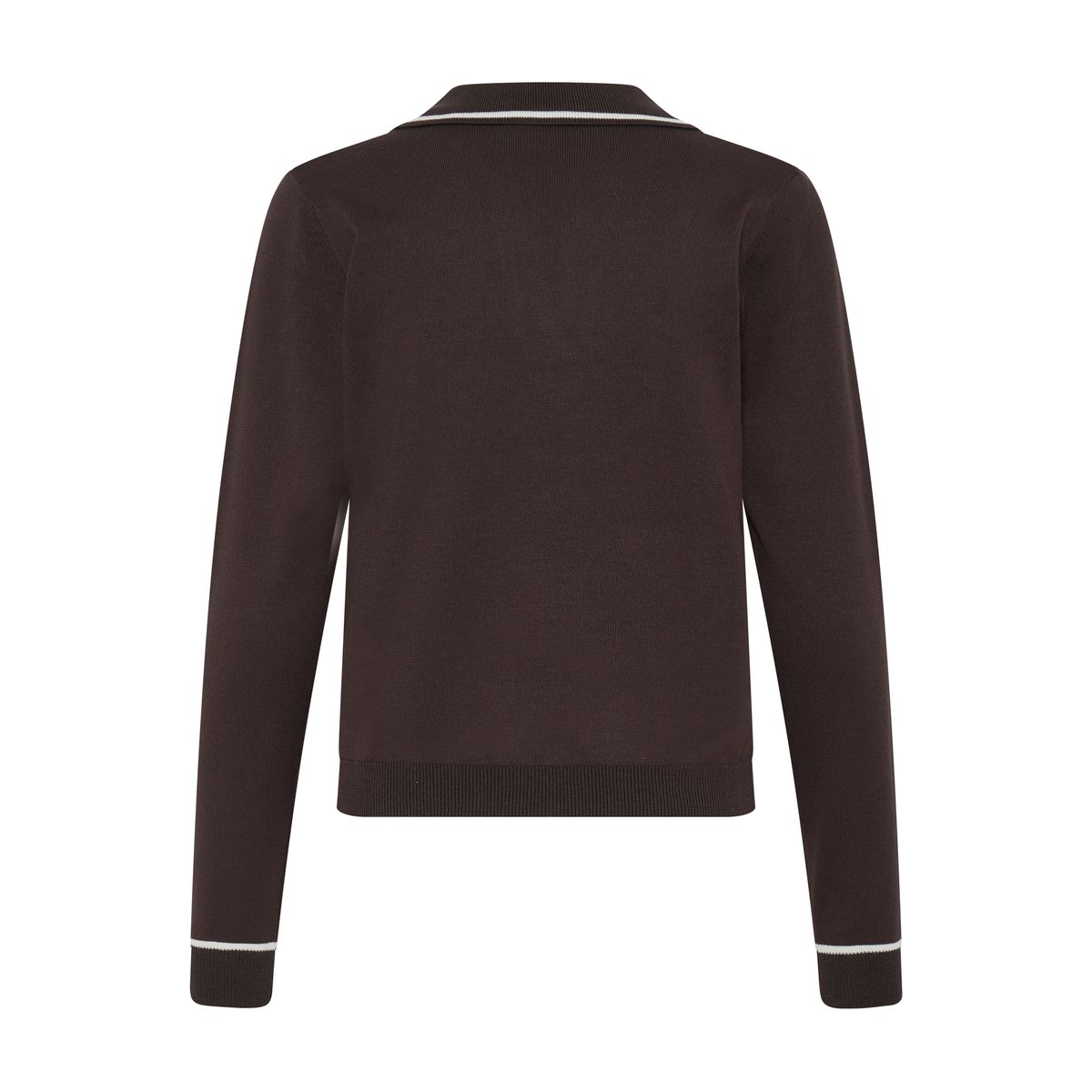 Blouse manches longues, col polo marron java, B.YOUNG