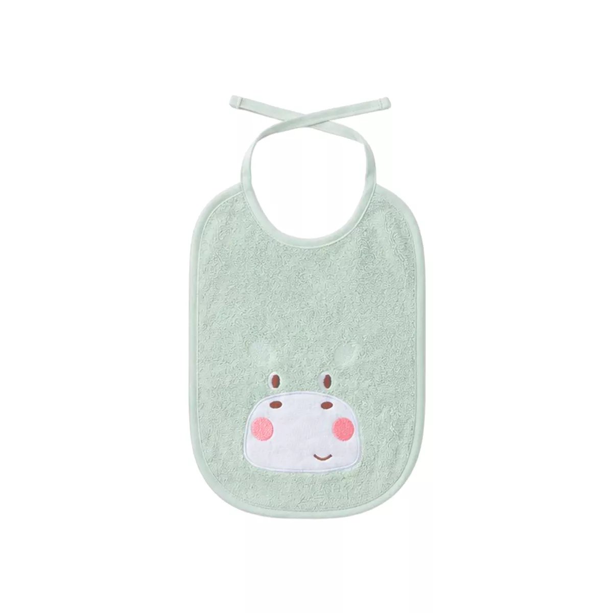 Bavoir enfant pur coton PETIT HIPPO vert d'eau 20x26, GARNIER THIEBAUT