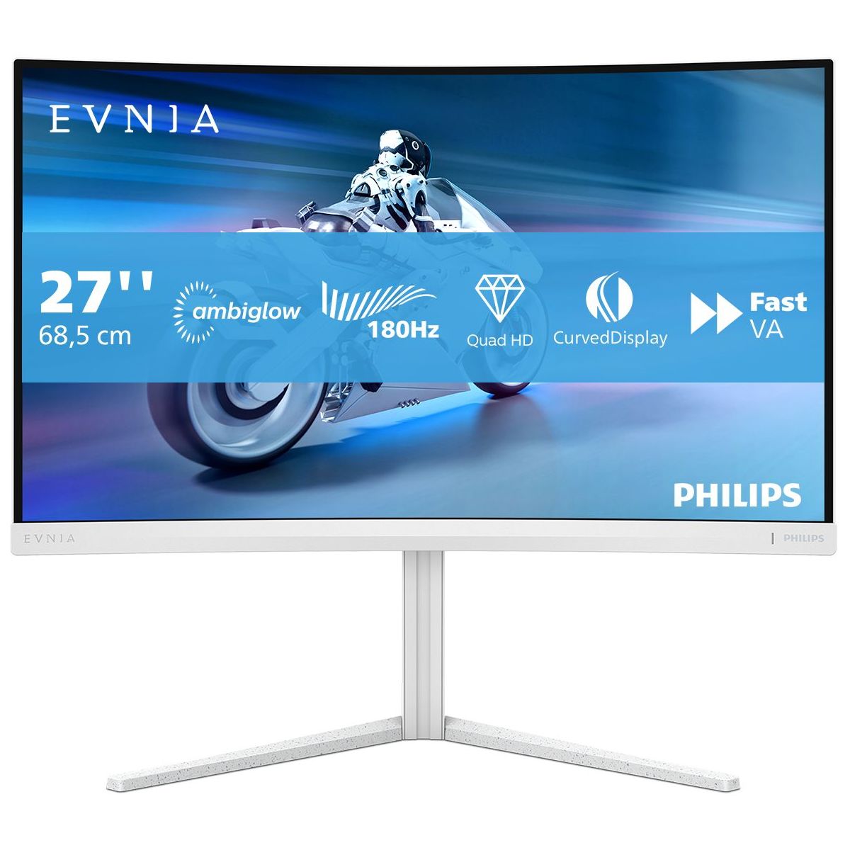 Ecran PC Gamer Evnia 27M2C5501 27" Incurvé QHD 180Hz Fast VA HDR10 Ambiglow couleur unique, PHILIPS