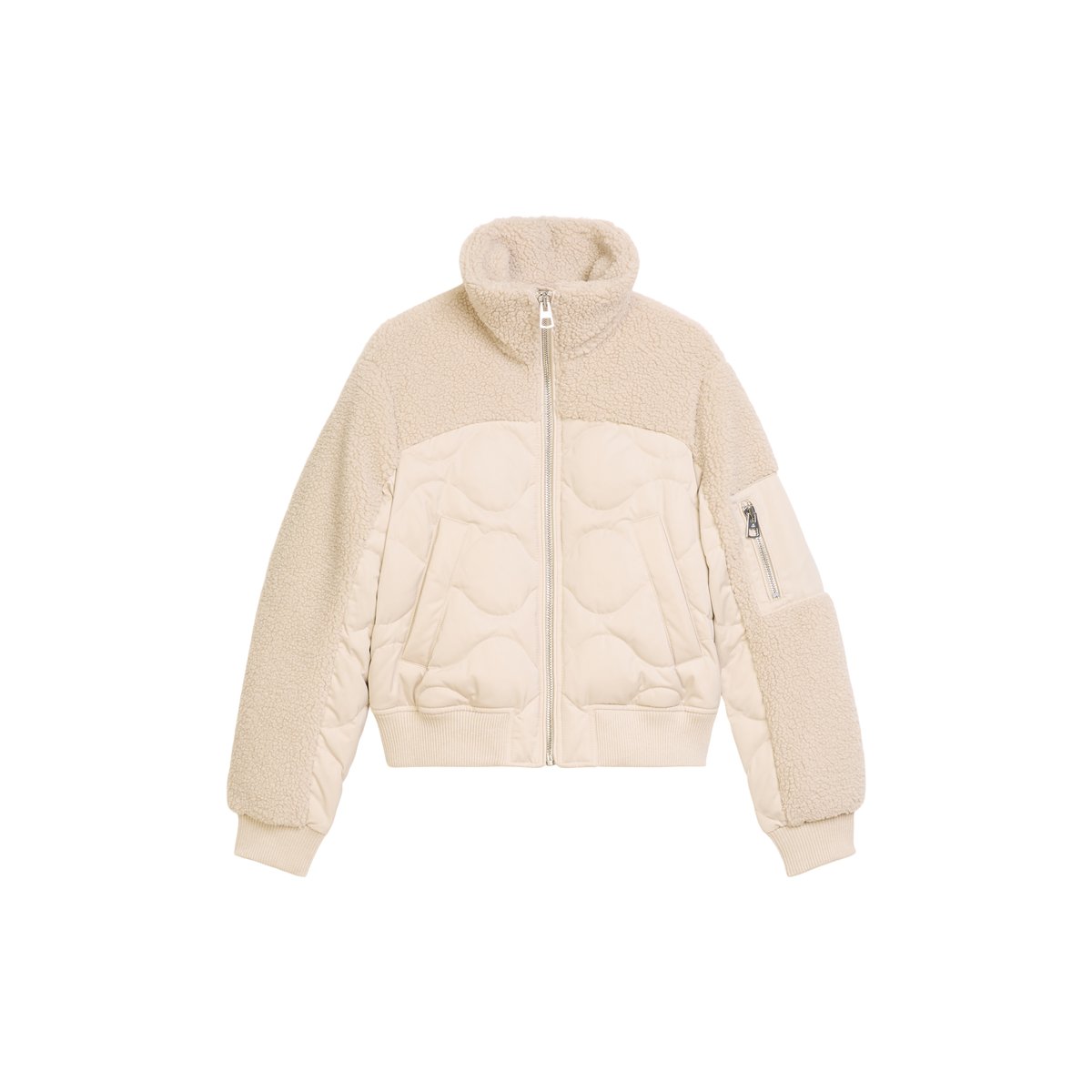 Blouson en duvet regular avec des détails décontractés en peluche Teddy beige, MARC O'POLO