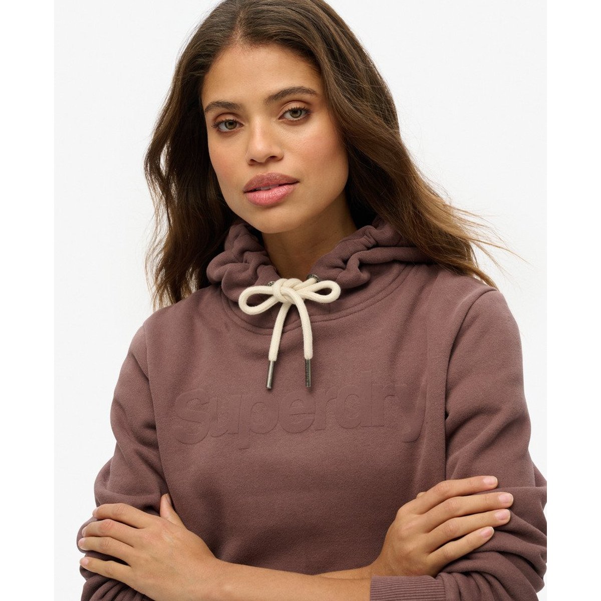Sweat à capuche Tonal Core marron rôti français, SUPERDRY