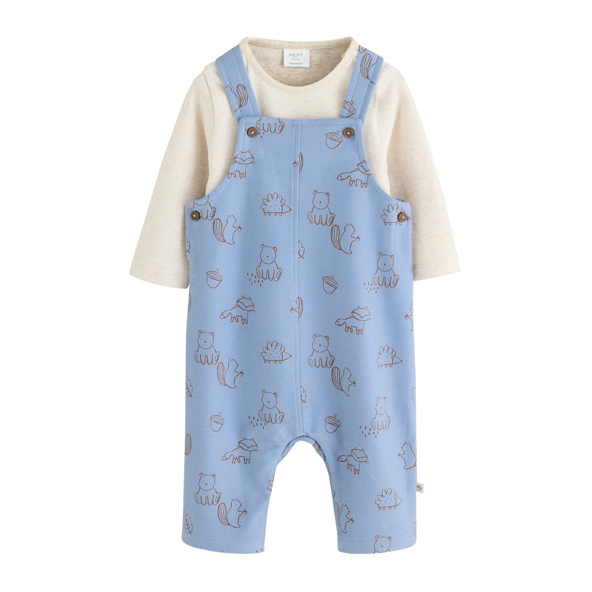 Ensemble bébé body et salopette en jersey caractère linéaire bleu, NEXT