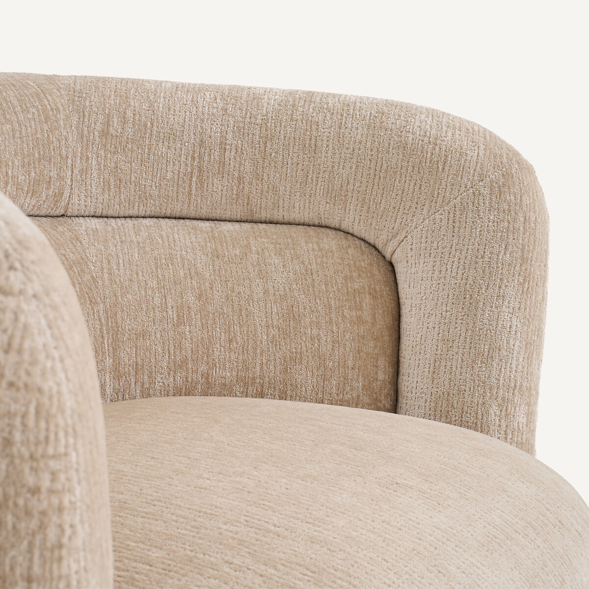 Sillón giratorio de terciopelo texturizado, BAIA beige escarchado, AM.PM
