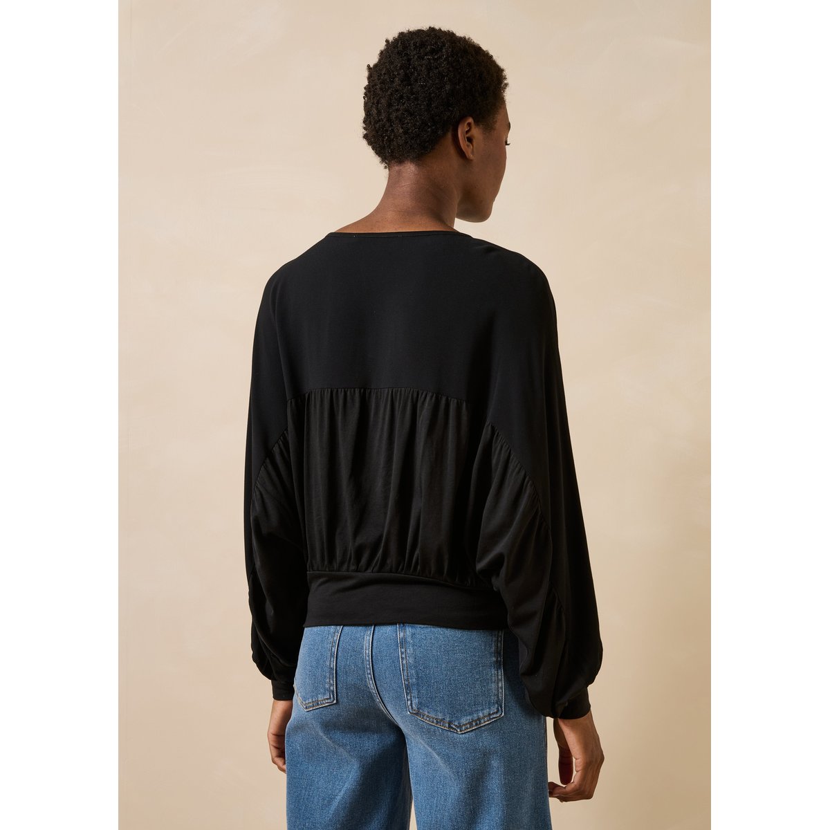 T-shirt en lyocell manches longues noir, LA FEE MARABOUTEE