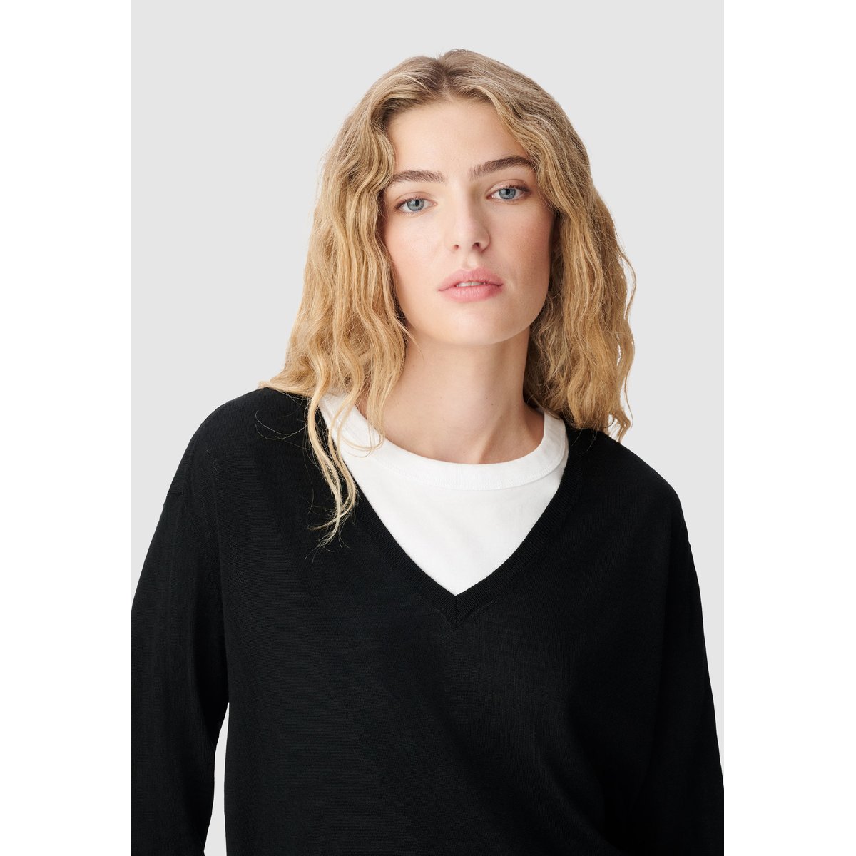 Pull encolure V 100% laine noir, IKKS