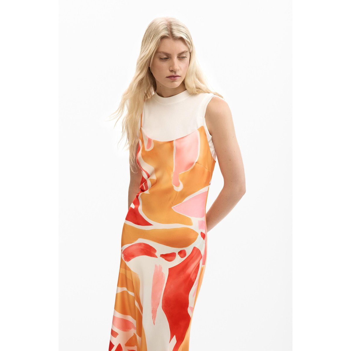 Robe 2 en 1 à bretelles orange, DESIGUAL
