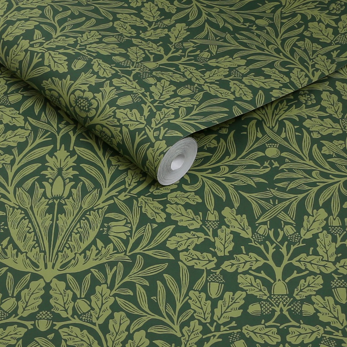 Papier peint fleuri chêne et anémone de printemps vert, WILLIAM MORRIS AT HOME