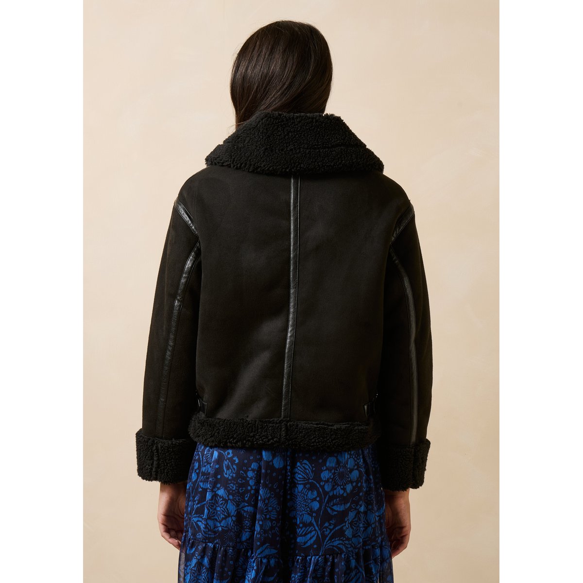 Blouson bomber fourré à zip noir, LA FEE MARABOUTEE
