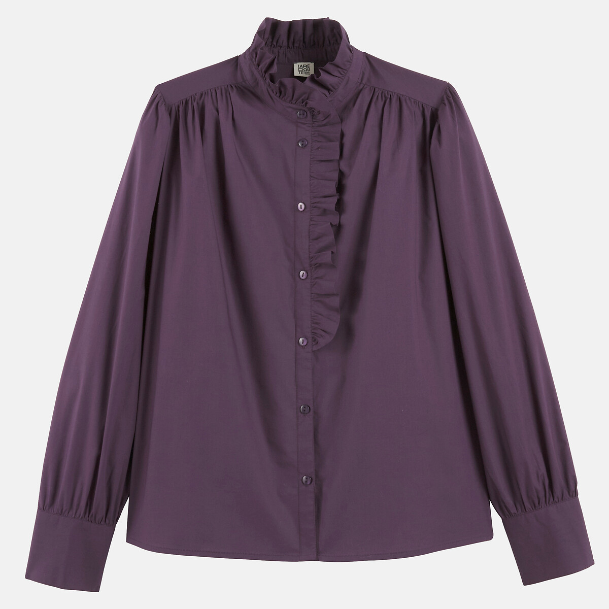 Camisa cuello victoriano, Signature CHARLENE violeta oscuro, LA REDOUTE COLLECTIONS