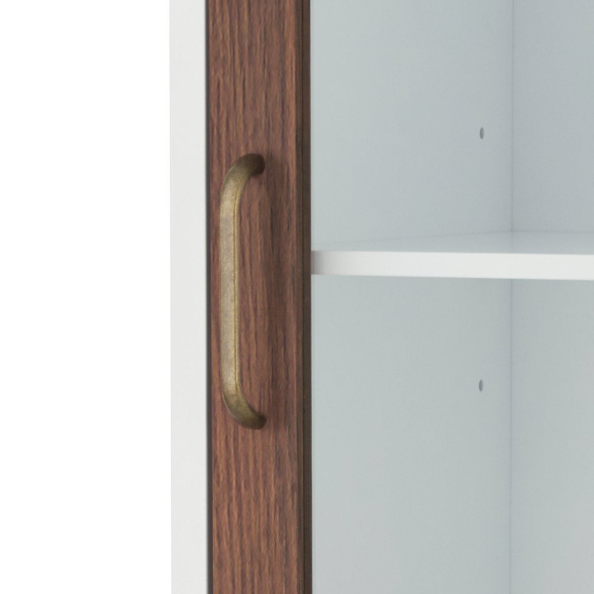Grande armoire et effet noyer avec portes et étagères réglables, Blanc, TYLER couleur unique, TEAMSON HOME