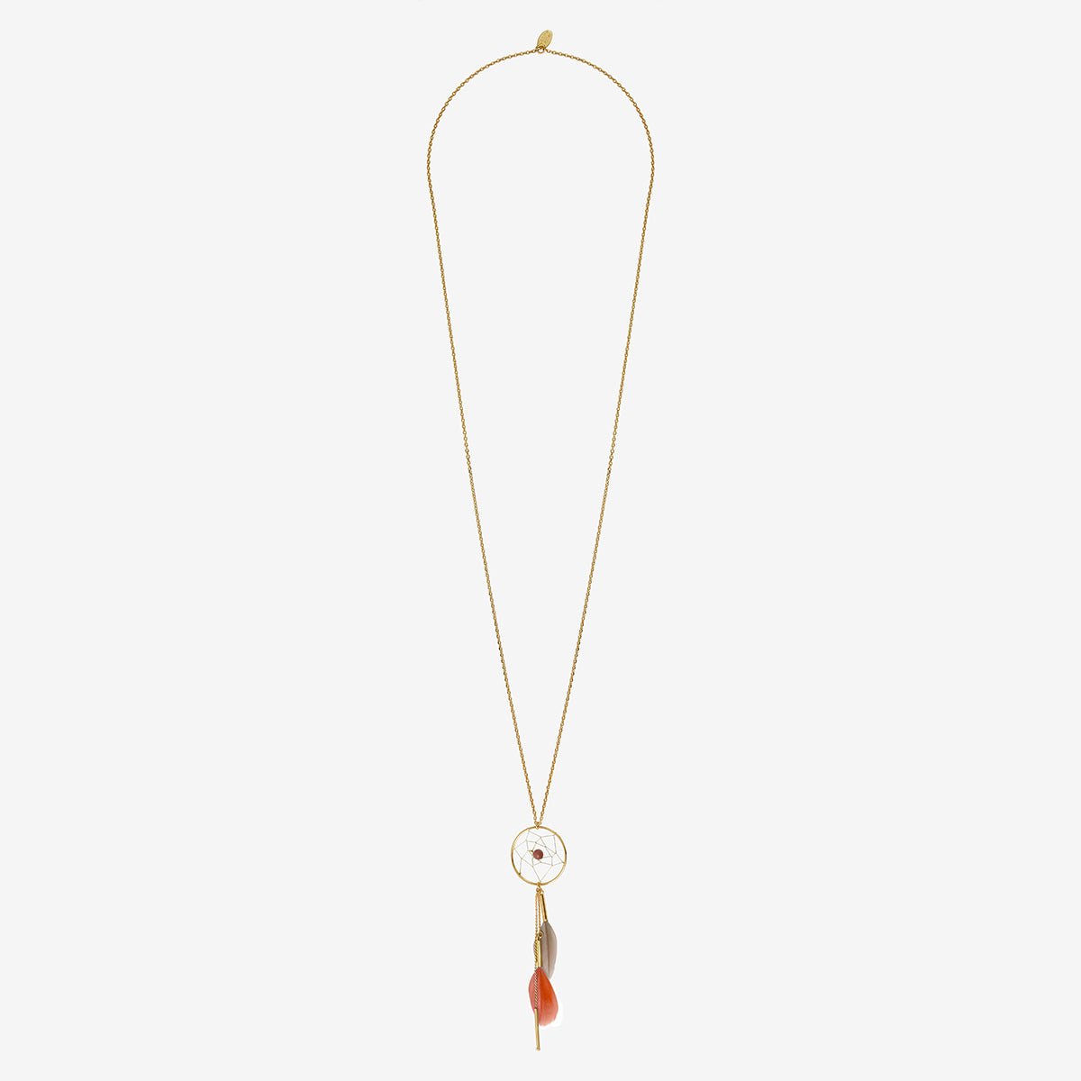 Collier sautoir doré rhodochrosite - dream catcher rose, CAROLINE NAJMAN