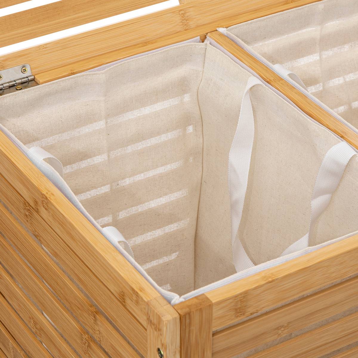 Panier à linge double 50L SICELA marron, 5FIVE SIMPLY SMART