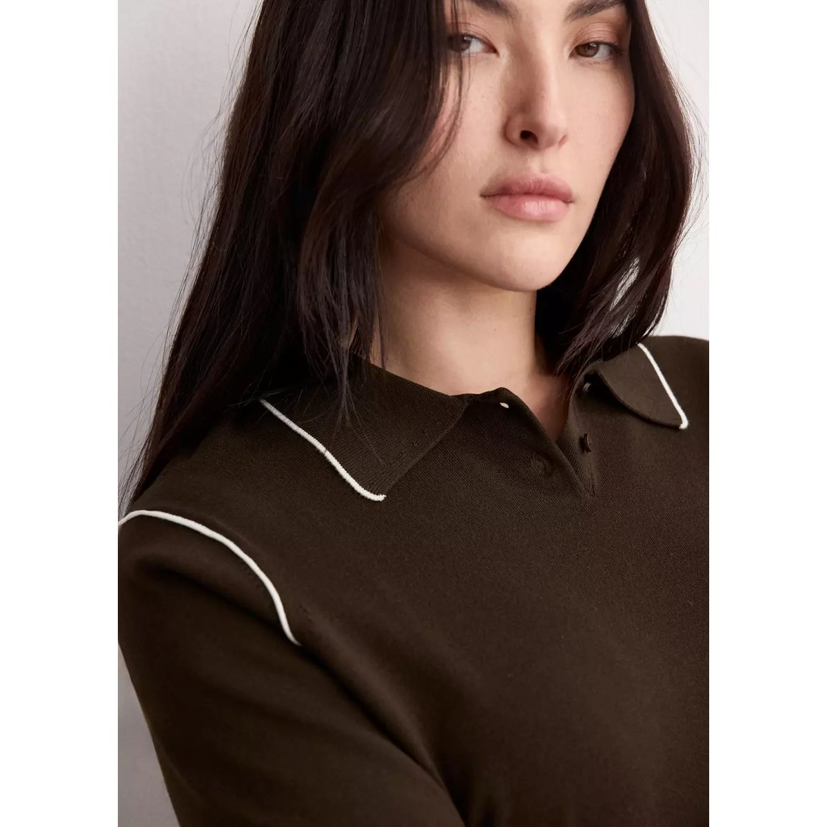 Pull-over à rayures contrastantes chocolat, MANGO