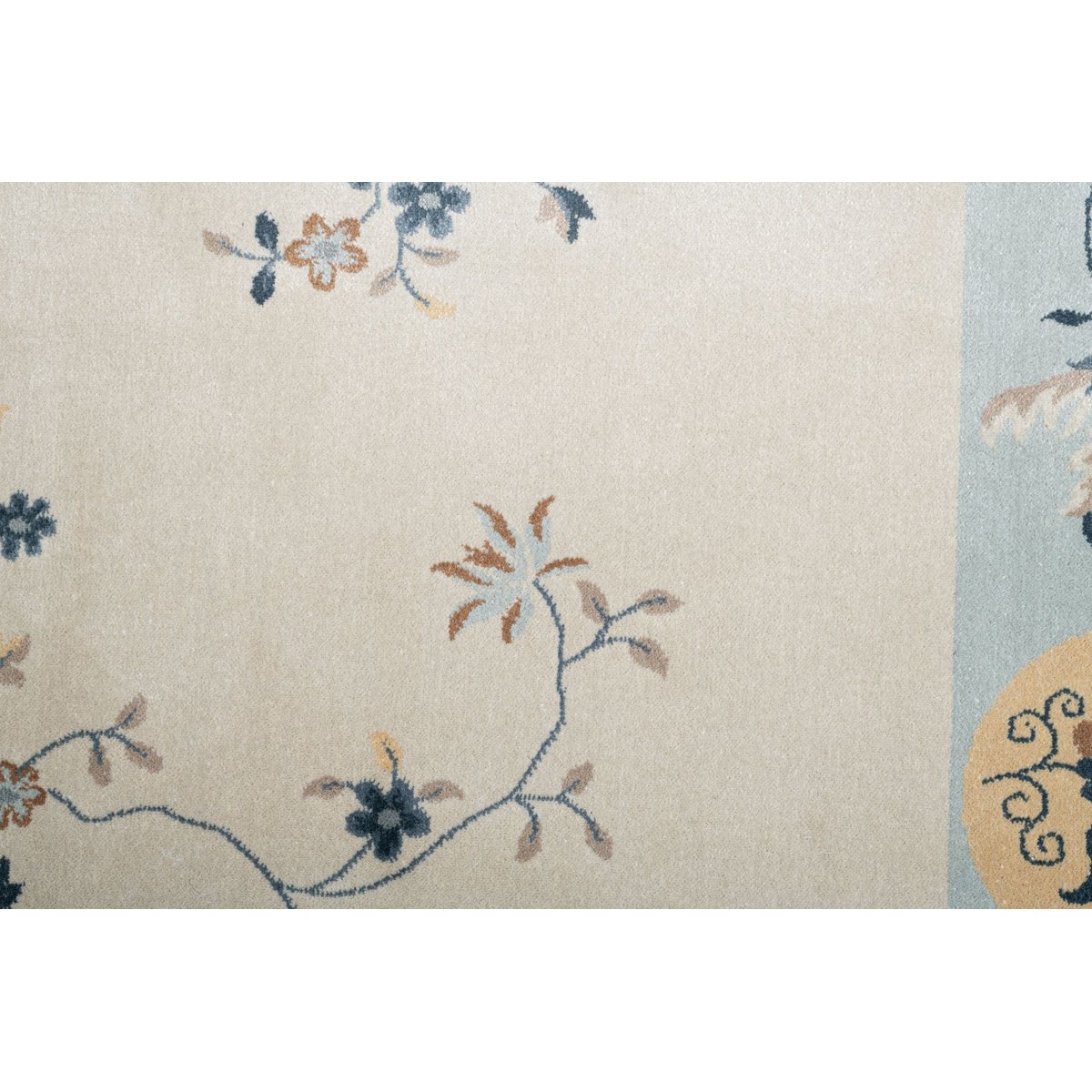 Tapis tissé avec bordure et motif floral avec effet brillant - Cherina bleu clair, GINO FALCONE