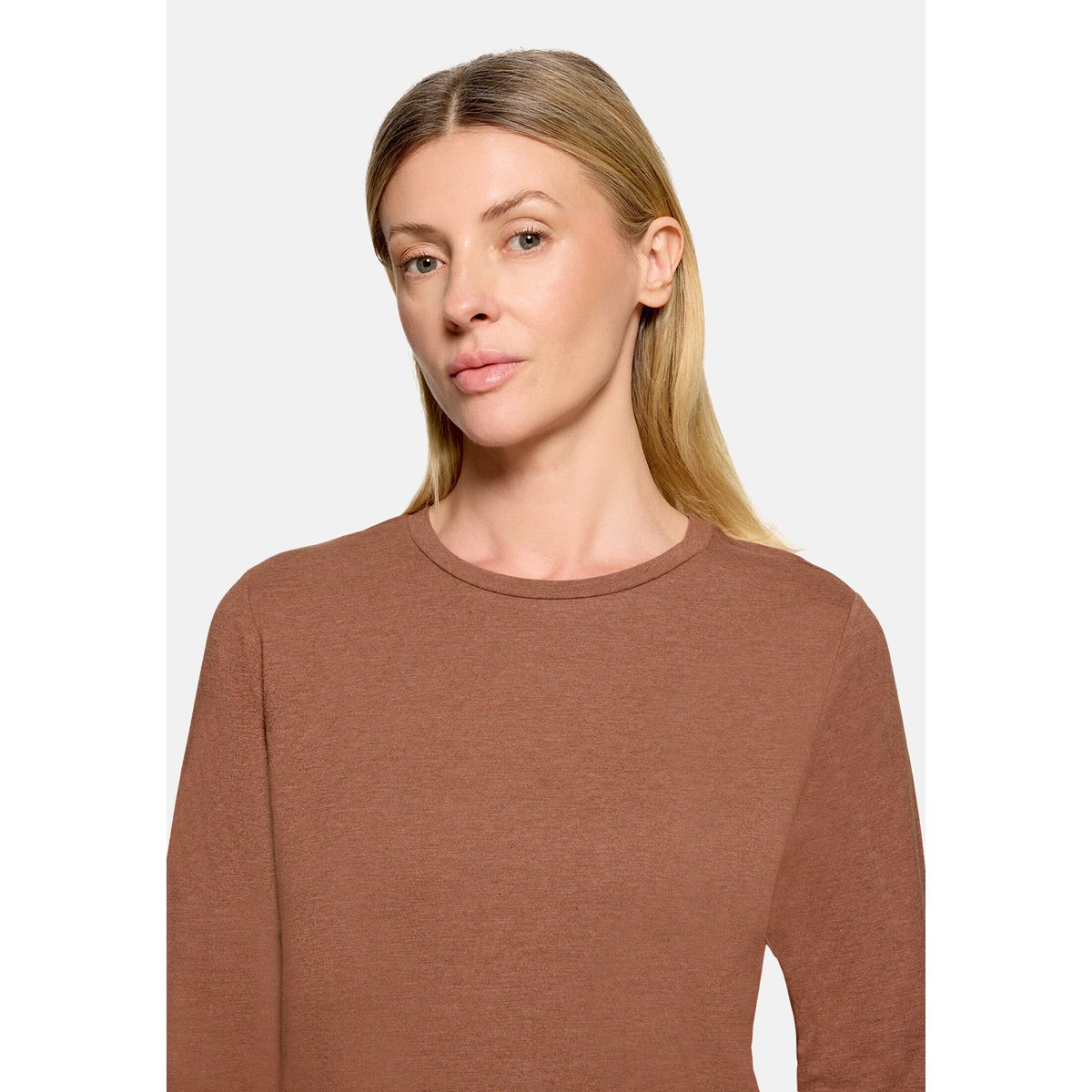 Haut casual à encolure ronde dark brown melange, BETTY & CO