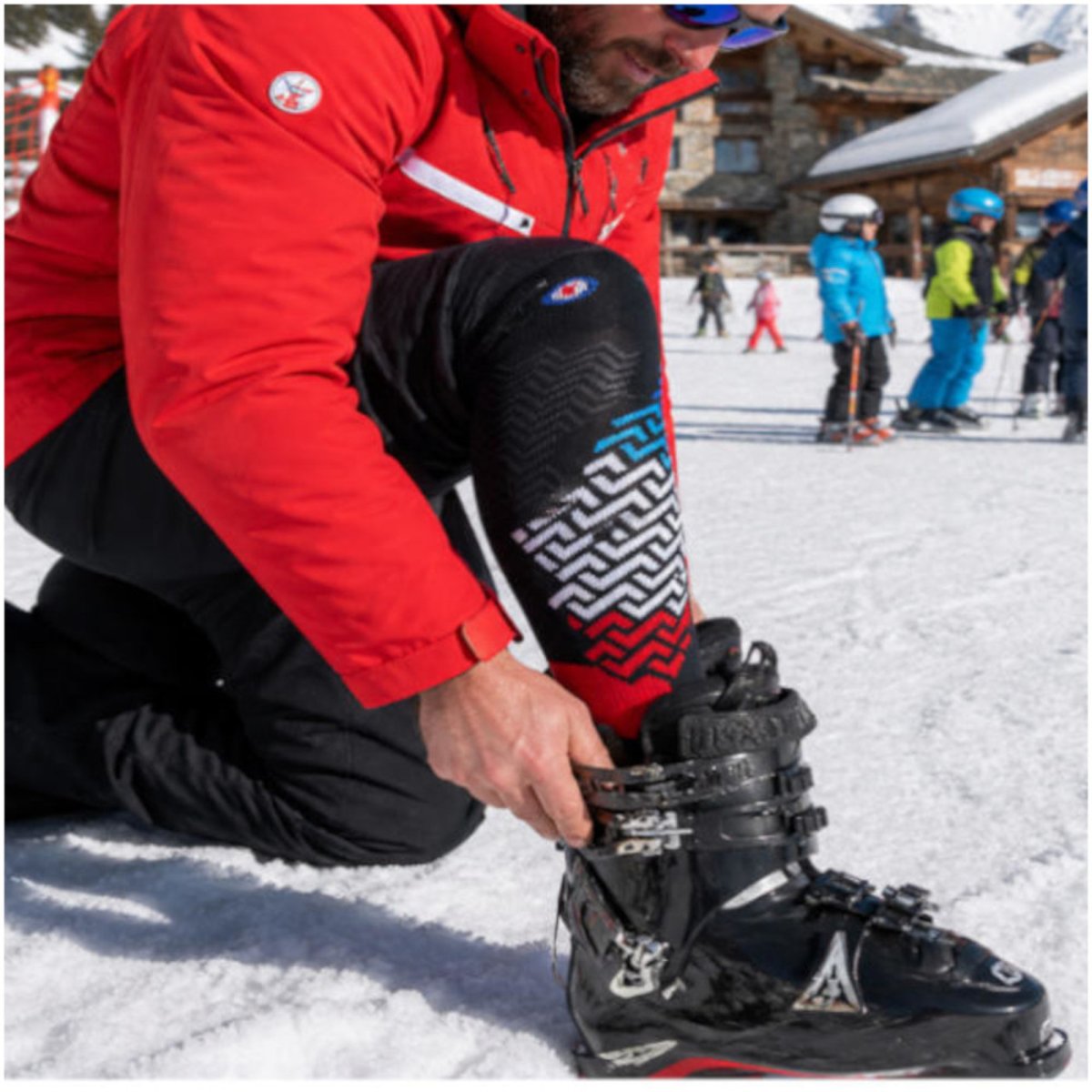 Mi-bas Ski tricot 3D en laine et soie haute performance ALVEOL TECH 3 noir, THYO