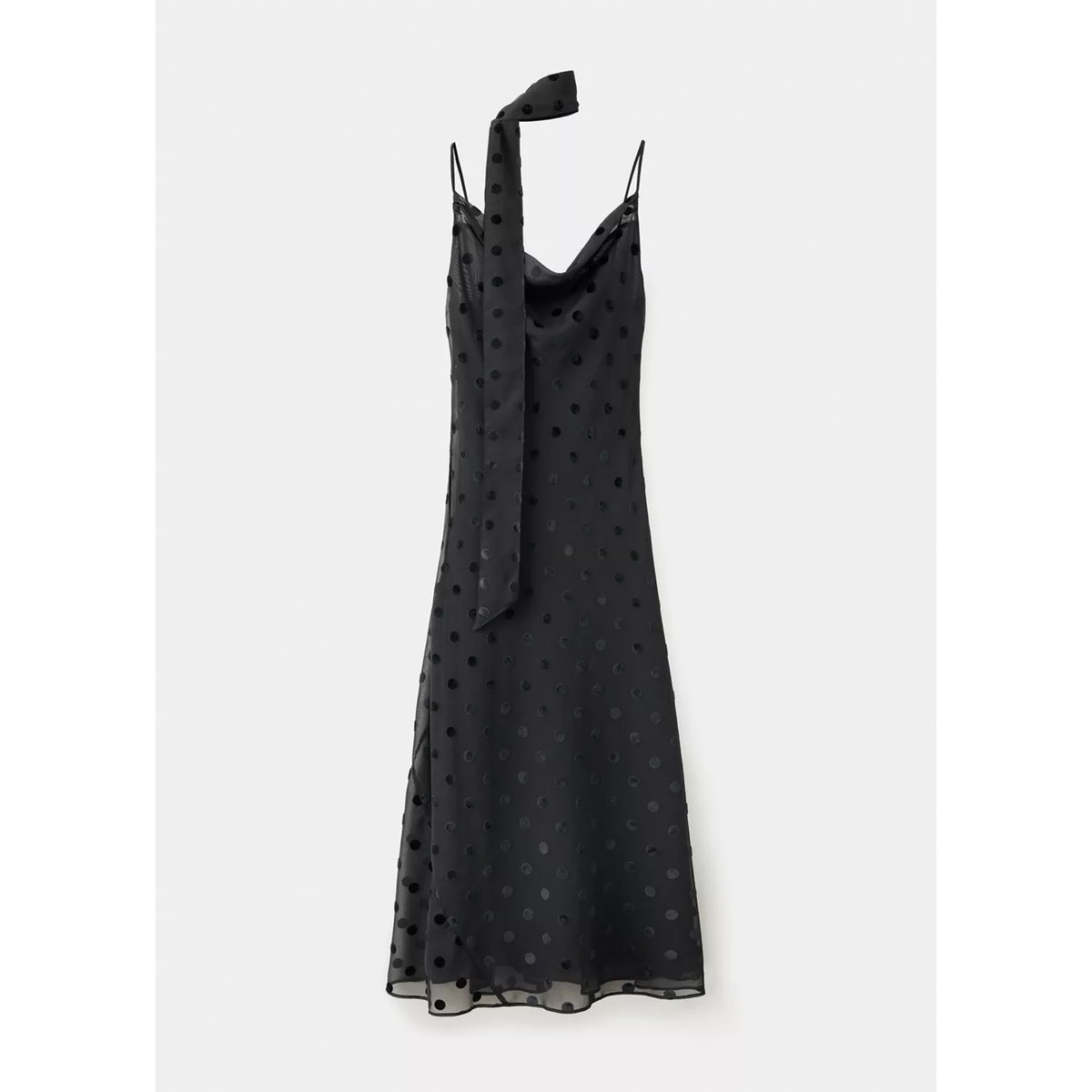 Robe dévorée avec détail de nœud noir, MANGO