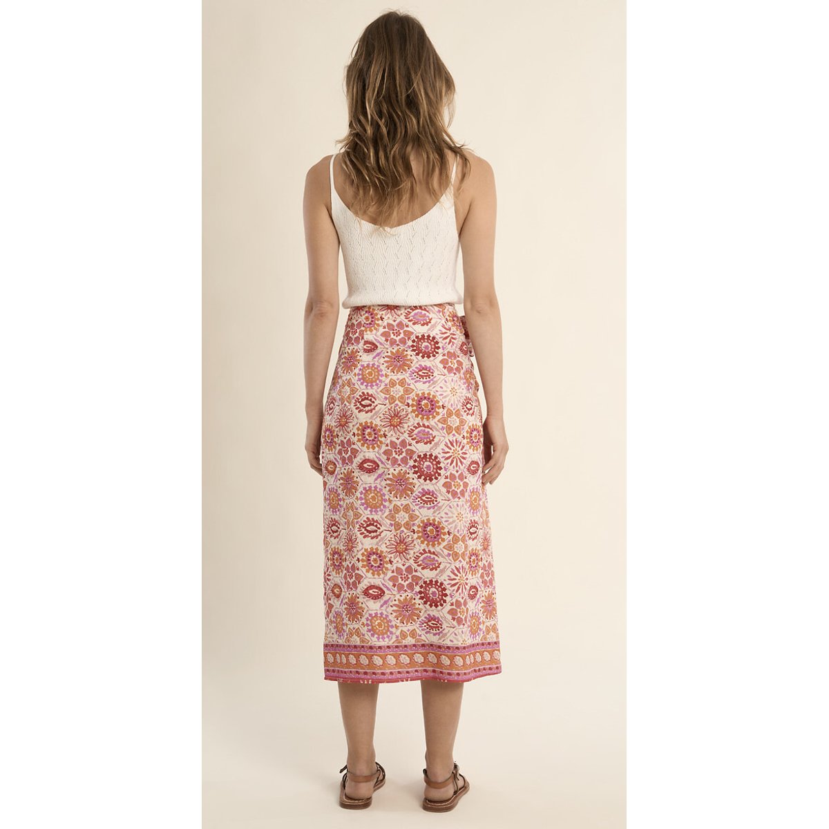 Jupe portefeuille imprimée imprimé multicolore, MOLLY BRACKEN