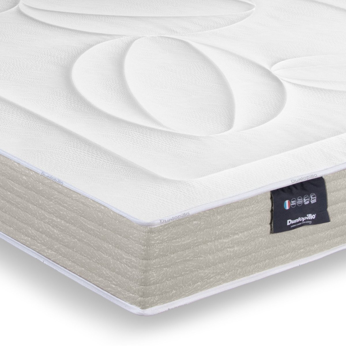Matelas en latex naturel confort ferme Hortense 2 couleur unique, DUNLOPILLO
