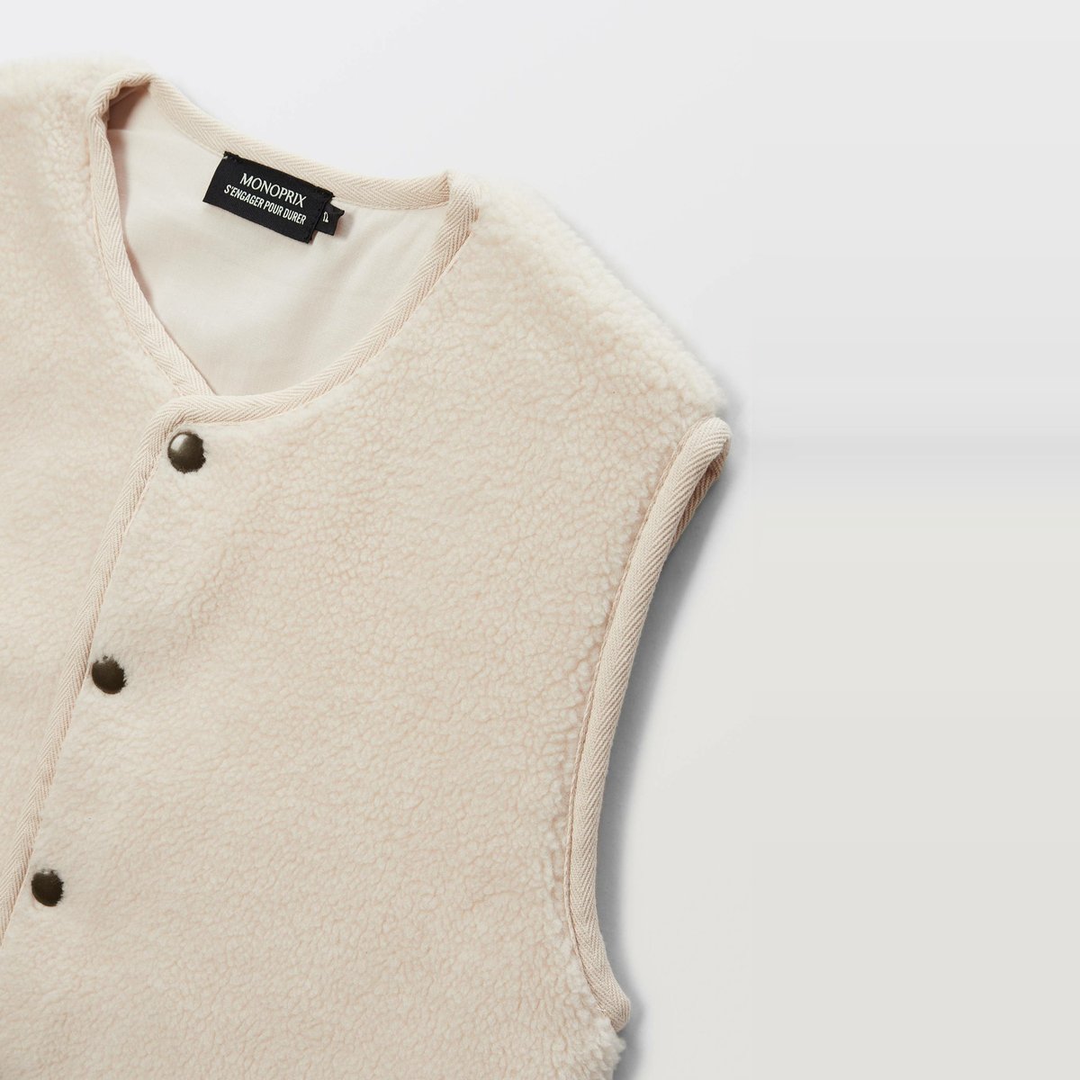 Gilet sans manches sherpa naturel, MONOPRIX