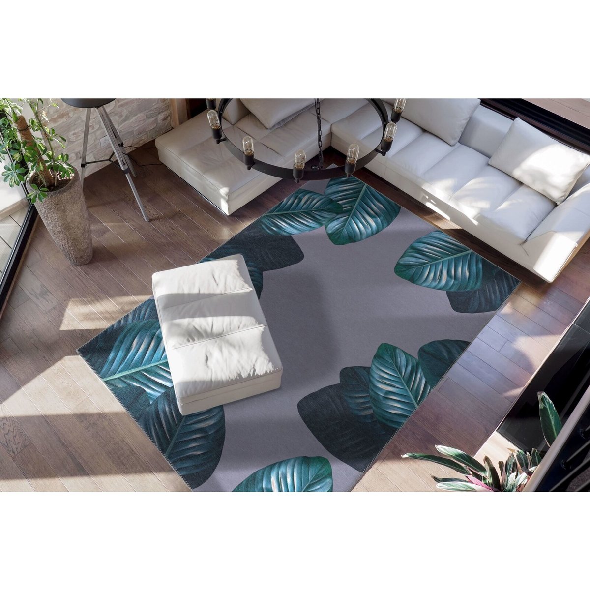Tapis rectangulaire, TROPICAL noir, vert, ARTE ESPINA