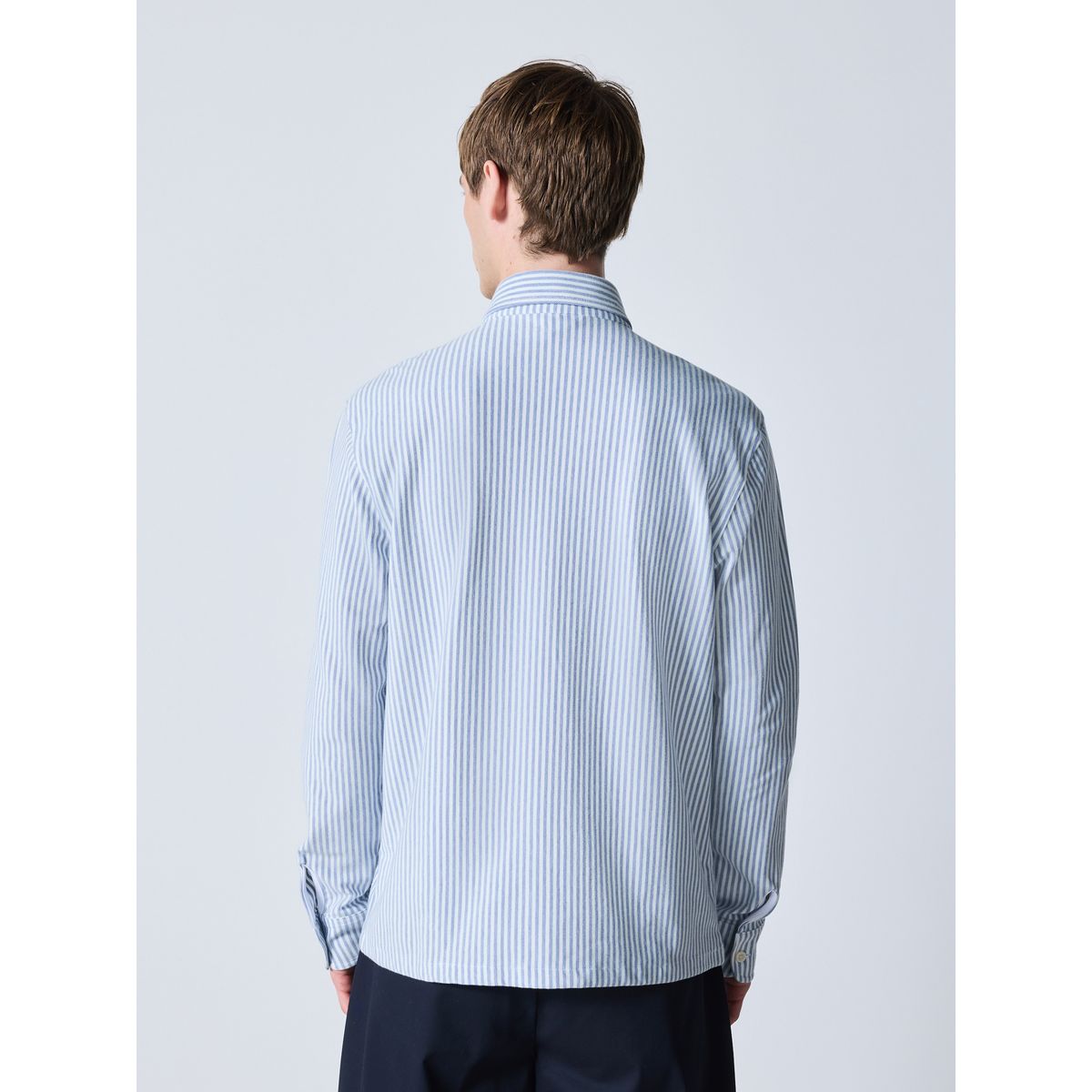 Chemise standard en piqué à manches longues rayures bleues, NEXT