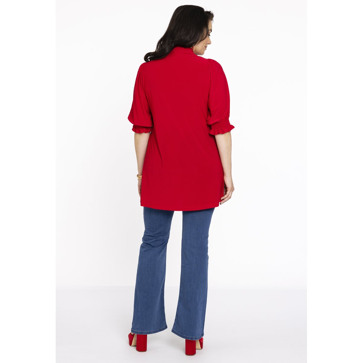 Chemise avec manches bouffantes rouge, YOEK